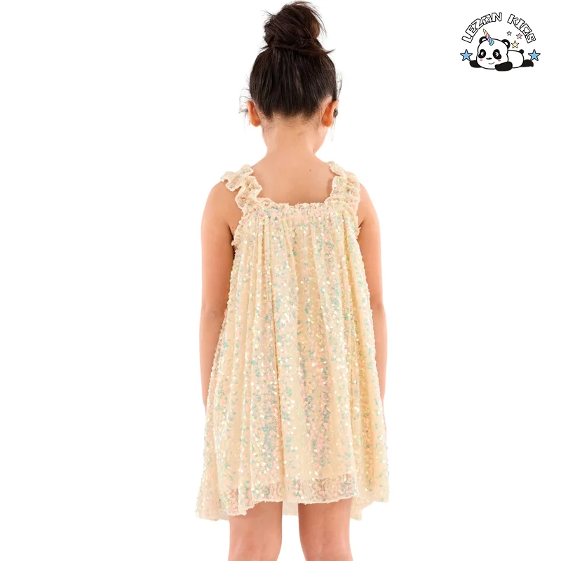 LEZONKIDS - Vestido de menina sem mangas com lantejoulas coloridas para o verão